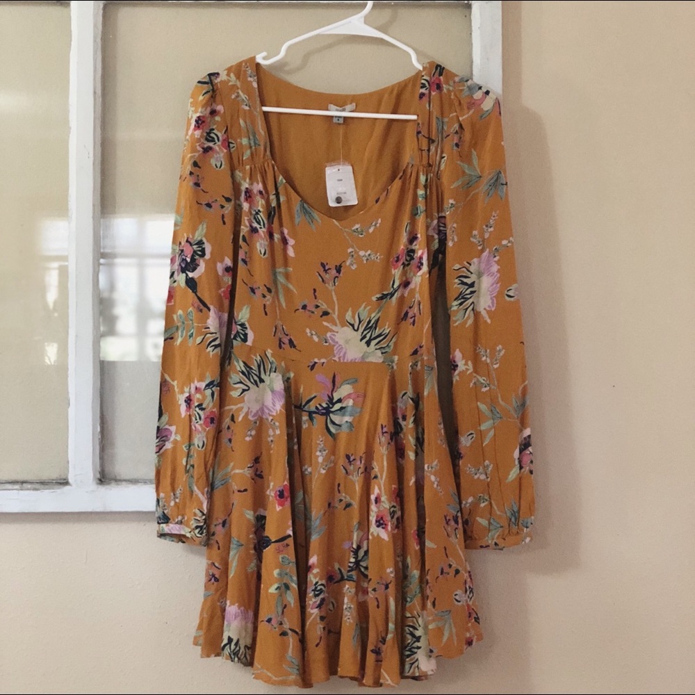 Urban outfitters mustard floral dress